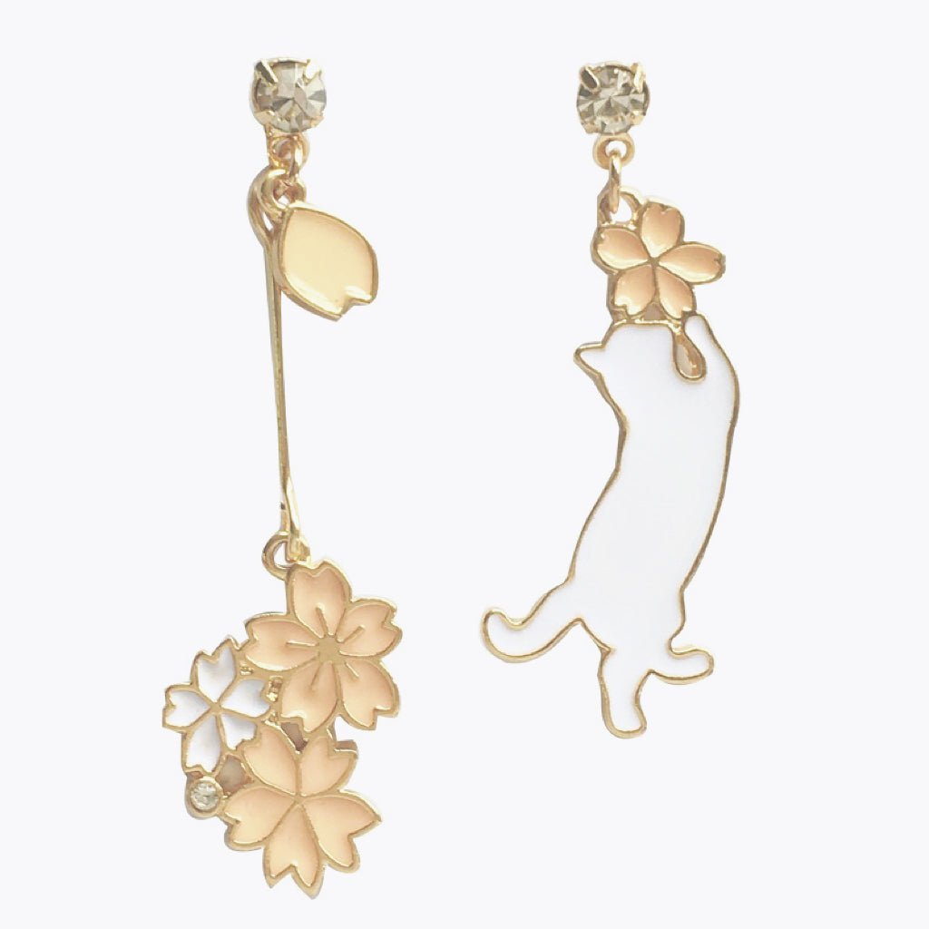 Sakura Cat Earrings
