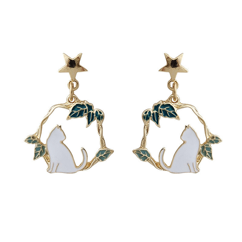 Woven Vine Cat Earrings