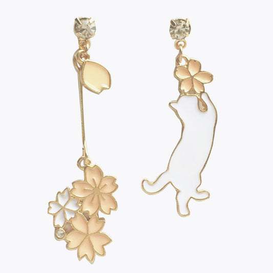 Sakura Cat Earrings