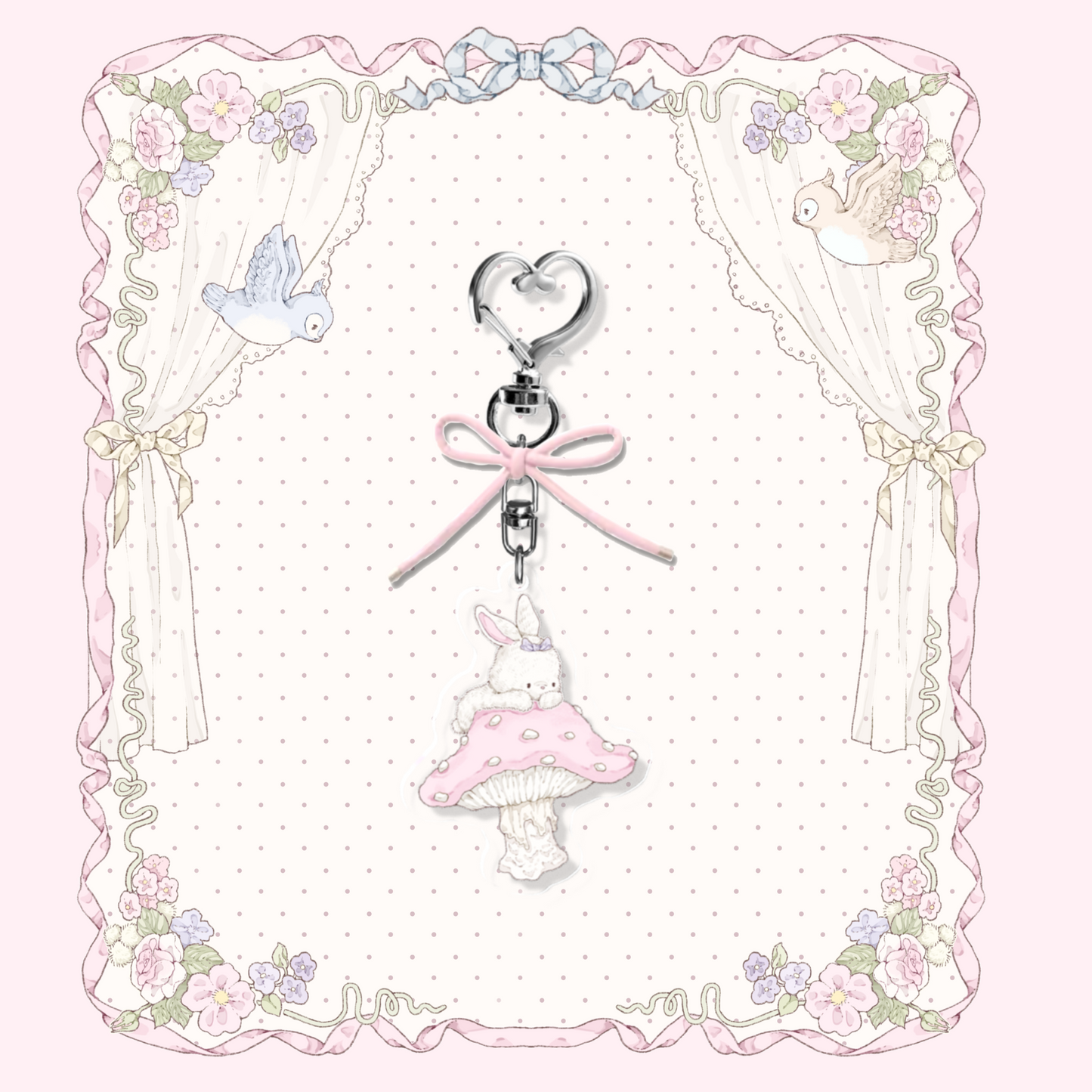 Ribbon Mushroom Keychain